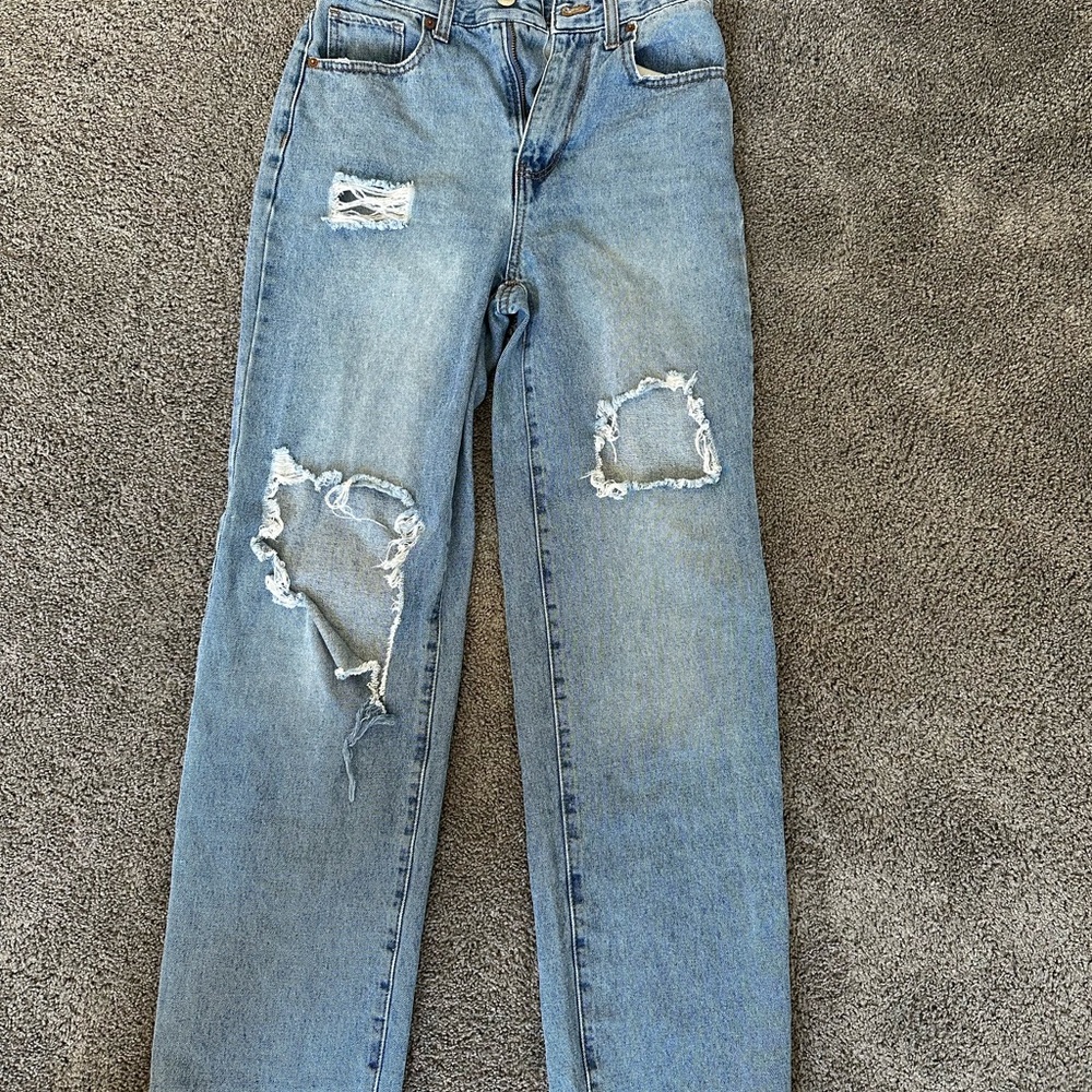 Distressed Blue Jeans